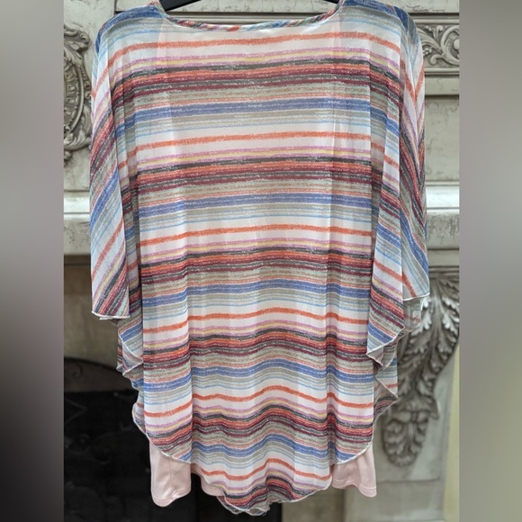 EST. 1946 Multi-Colored Striped Butterfly Sleeve Blouse Shirt Top Size 18/20W - Picture 6 of 14